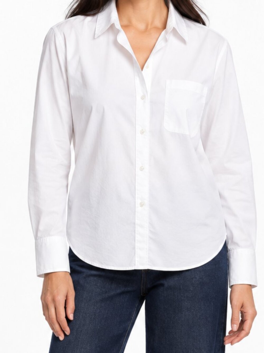 Talbots White 100% Cotton Button Down Collared Shirt Size Medium Office Career